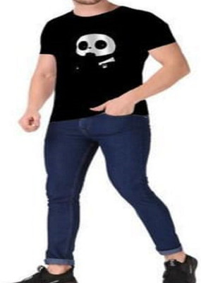 SAHAL FASHION Printed Men Round Neck Black T-Shirt