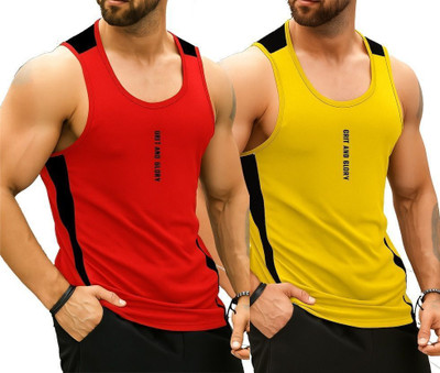 RMLKN Typography Men Round Neck Red, Yellow T-Shirt