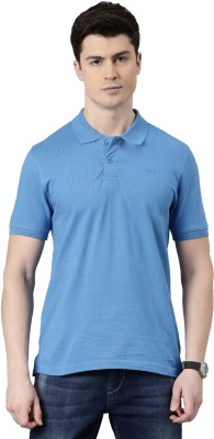 STAKOO Self Design Men Polo Neck Blue T-Shirt