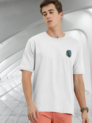 Dark Drive Printed Men Round Neck White T-Shirt