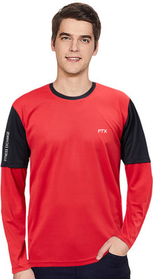 FTX Colorblock Men Round Neck Red T-Shirt