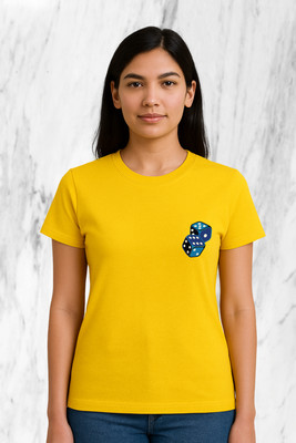 Buddy Collection Printed Women Round Neck Yellow T-Shirt