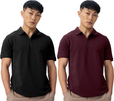 FTX Solid Men Polo Neck Multicolor T-Shirt
