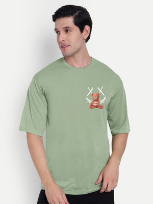 Benny Brooks Printed Men Round Neck Light Green T-Shirt