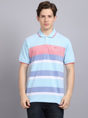 Rodamo Striped Men Polo Neck Multicolor T-Shirt