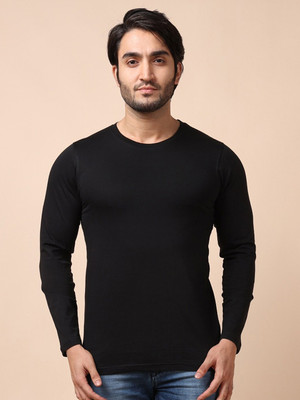 RULEDBYSUN Solid Men Round Neck Black T-Shirt