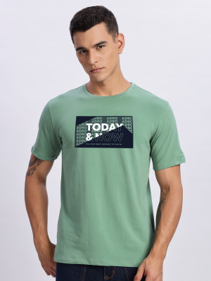 ADRO Typography Men Round Neck Light Green T-Shirt