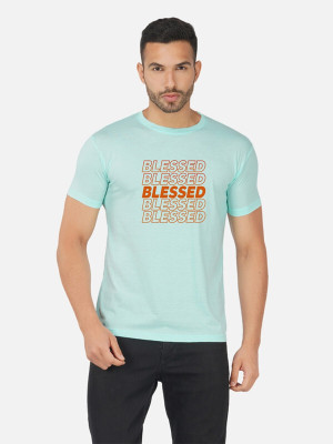 GLOBAL NOMAD Printed Men Round Neck Light Blue T-Shirt