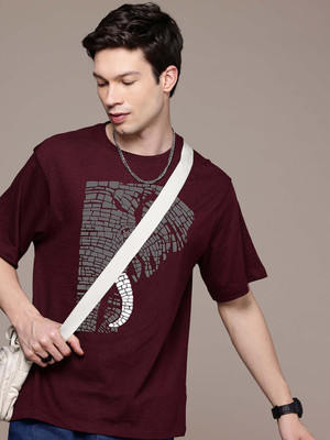 Moda Rapido Graphic Print Men Round Neck Maroon T-Shirt