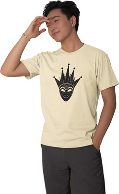 Streetfluencer Printed Men Round Neck Beige T-Shirt