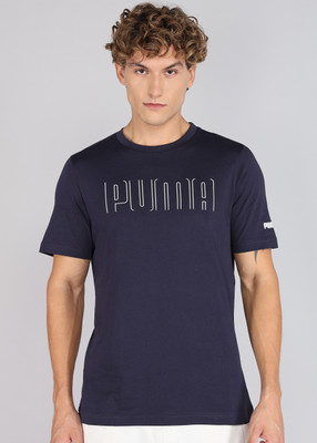 PUMA Printed Men Crew Neck Blue T-Shirt
