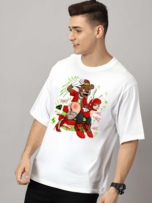 Kaido Printed Men Round Neck White T-Shirt