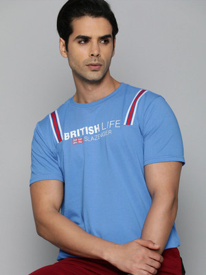 SLAZENGER Sporty Men Round Neck Blue T-Shirt