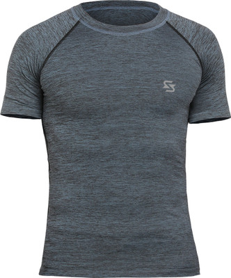 Sportinger Solid Men Round Neck Grey T-Shirt