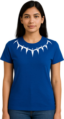 Buddy Collection Printed, Graphic Print Women Round Neck Dark Blue T-Shirt
