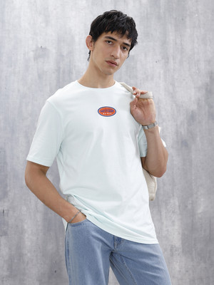 WROGN Printed Men Crew Neck Blue T-Shirt