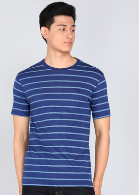 PETER ENGLAND Solid Men Round Neck Blue T-Shirt