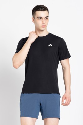 ADIDAS Printed Men Crew Neck Black T-Shirt