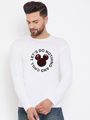 LV CARE Printed Men Round Neck White T-Shirt