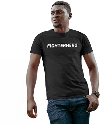 Fighterhero Typography Men Round Neck Grey T-Shirt