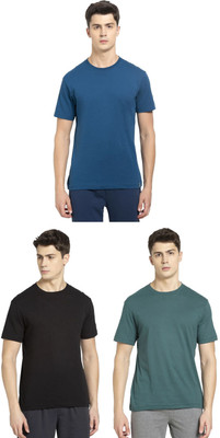 JOCKEY Solid Men Round Neck Black, Green, Blue T-Shirt
