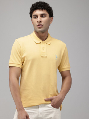 U.S. POLO ASSN. Solid Men Polo Neck Yellow T-Shirt