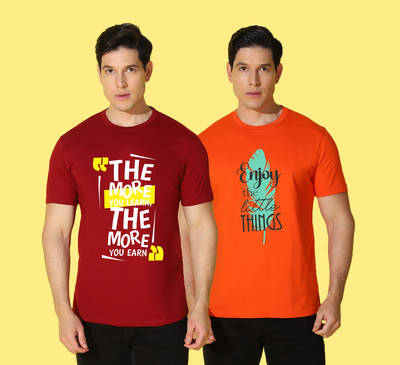 WOOSTRO Printed Men Round Neck Multicolor T-Shirt