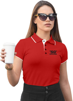 Fighterhero Printed Women Polo Neck Red T-Shirt
