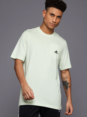 ADIDAS Solid Men Round Neck Green T-Shirt