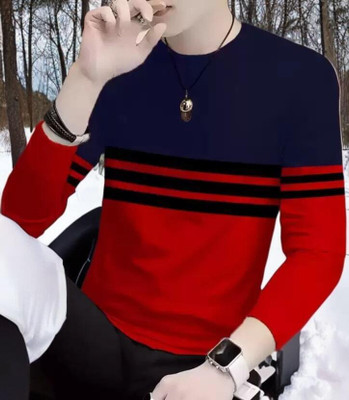 KASPY Colorblock Men Round Neck Red T-Shirt