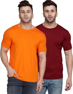SLOWLORIS Solid Men Round Neck Multicolor T-Shirt