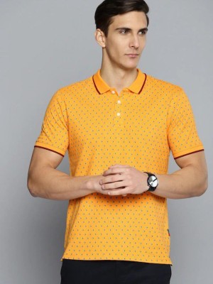 INDIAN TERRAIN Printed Men Polo Neck Yellow T-Shirt