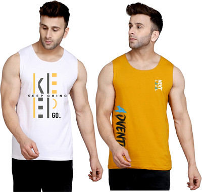 SLOWLORIS Printed Men Round Neck White, Brown T-Shirt
