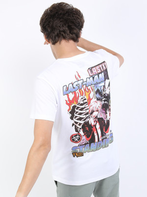 HIGHLANDER Printed, Typography Men Round Neck White T-Shirt