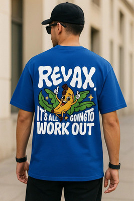 Madilyn Printed Men Round Neck Blue T-Shirt