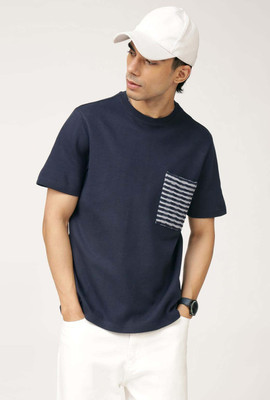 Andamen Solid Men Round Neck Blue T-Shirt