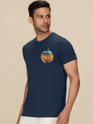 SZN Graphic Print Men Round Neck Dark Blue T-Shirt