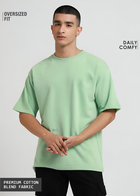 Jack Paris Solid Men Round Neck Light Green T-Shirt