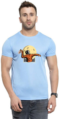LV CARE Printed Men Round Neck Blue T-Shirt
