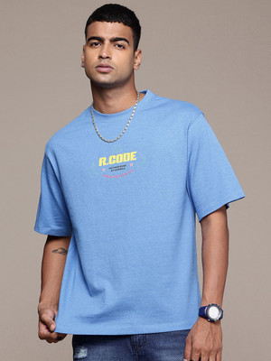 R.Code by The Roadster Life Co. Graphic Print Men Round Neck Light Blue T-Shirt
