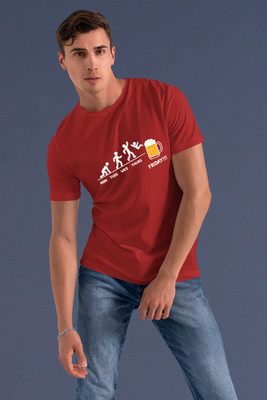 Yes Fashion Printed Men Round Neck Red T-Shirt