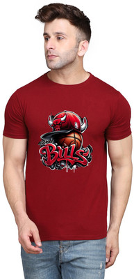tfurnish Graphic Print Men Round Neck Maroon T-Shirt