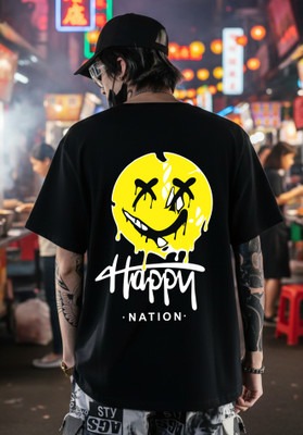 Uniplanet Store Printed Men Round Neck Black T-Shirt