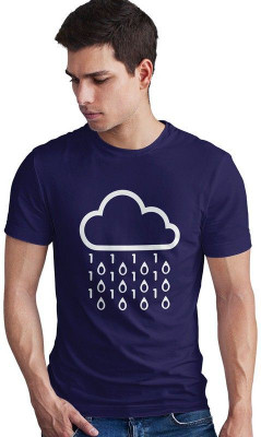 DUDEME Printed Men Round Neck Blue T-Shirt