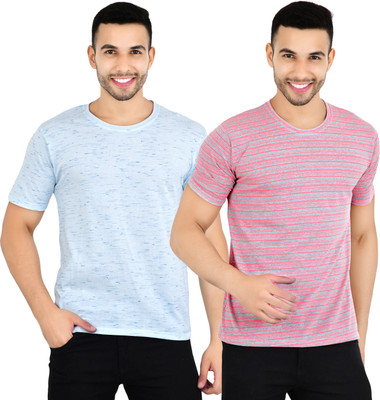 YUALIN CREATION Solid Men Round Neck Multicolor T-Shirt
