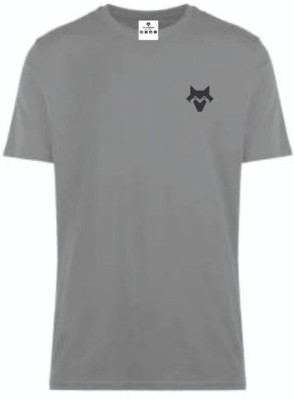 Fox clothing Solid Men Round Neck Grey T-Shirt