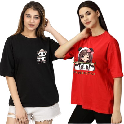 INFIRAX Printed Women Round Neck Multicolor T-Shirt