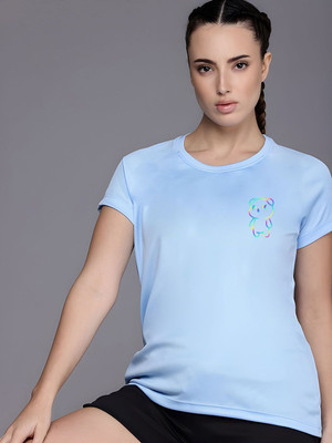 SZN Graphic Print Women Round Neck Light Blue T-Shirt