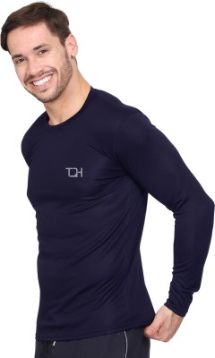 TQH Solid Men Round Neck Dark Blue T-Shirt