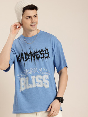 HERE&NOW Printed Men Round Neck Blue T-Shirt